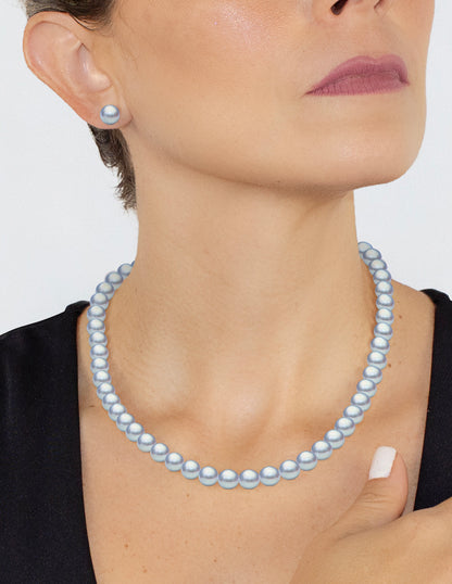 Collar y Aretes de Mujer, Perlas de cristal Swarovski, Chapa de Oro 18k