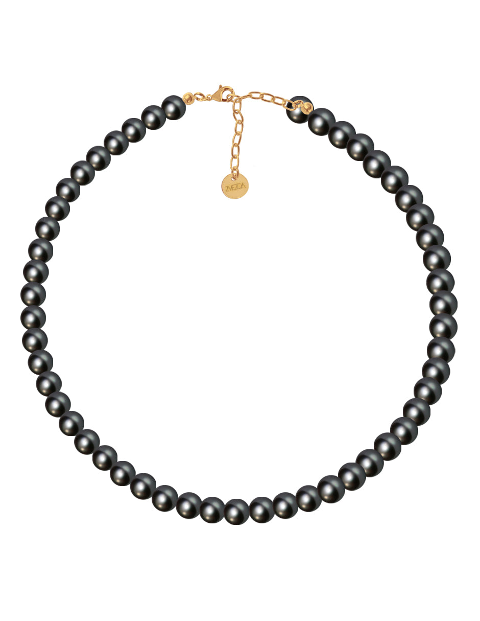 Collar y Aretes de Mujer, Perlas de cristal, Chapa de Oro 18k Zvezda