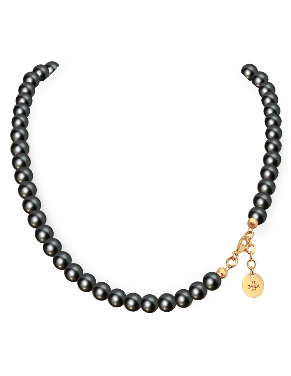 Collar y Aretes de Mujer, Perlas de cristal, Chapa de Oro 18k Zvezda