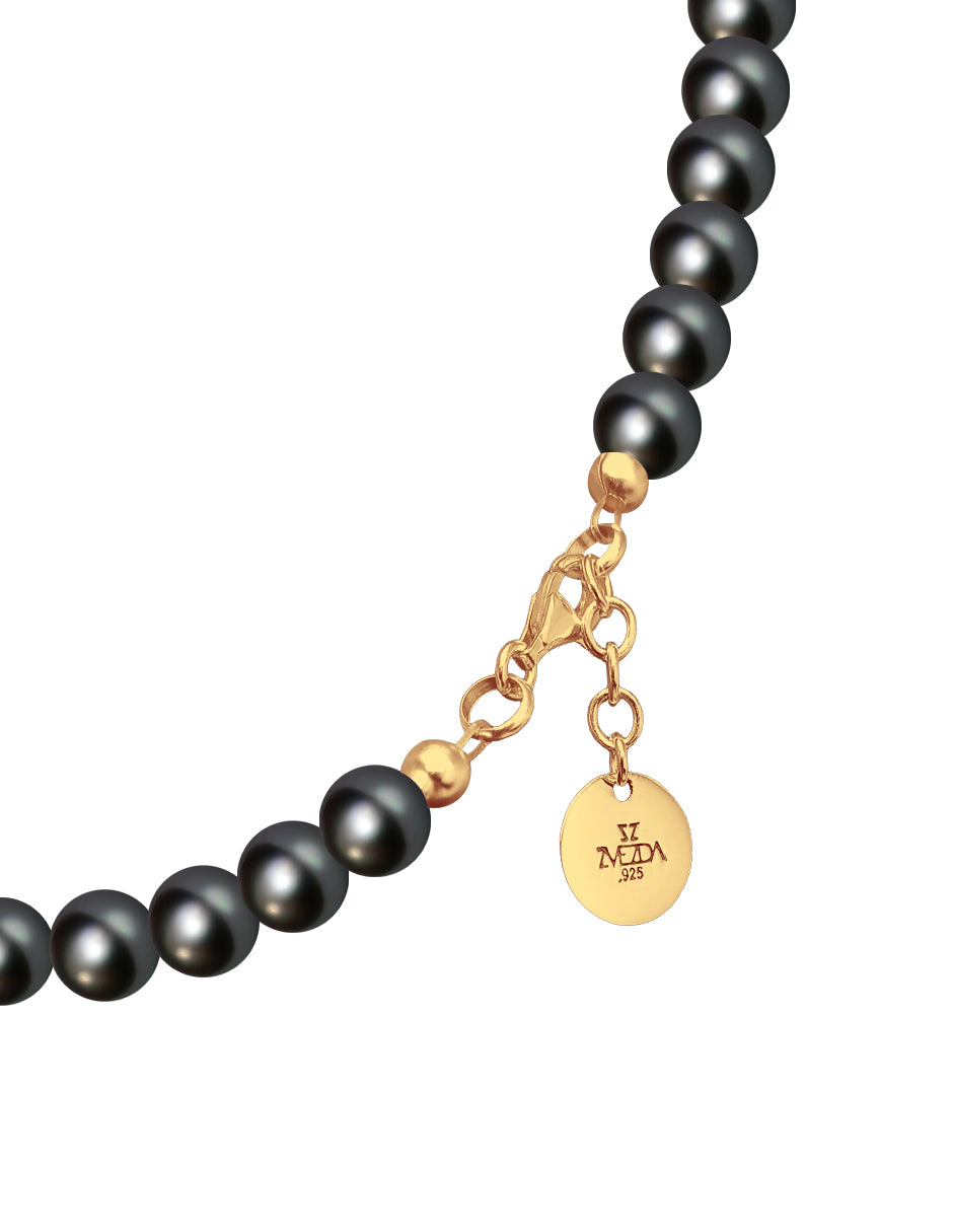 Collar y Aretes de Mujer, Perlas de cristal, Chapa de Oro 18k Zvezda