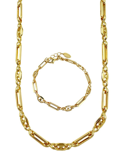 Collar y Pulsera de Mujer Chapa de oro 18K