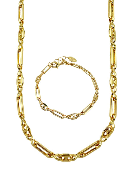 Collar y Pulsera de Mujer Chapa de oro 18K