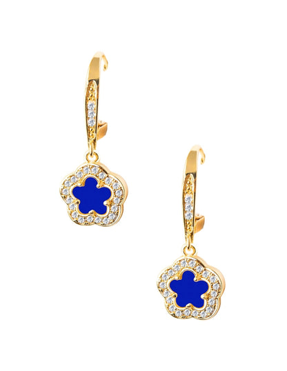Collar y Aretes de Mujer Chapa de Oro 18K Trébol