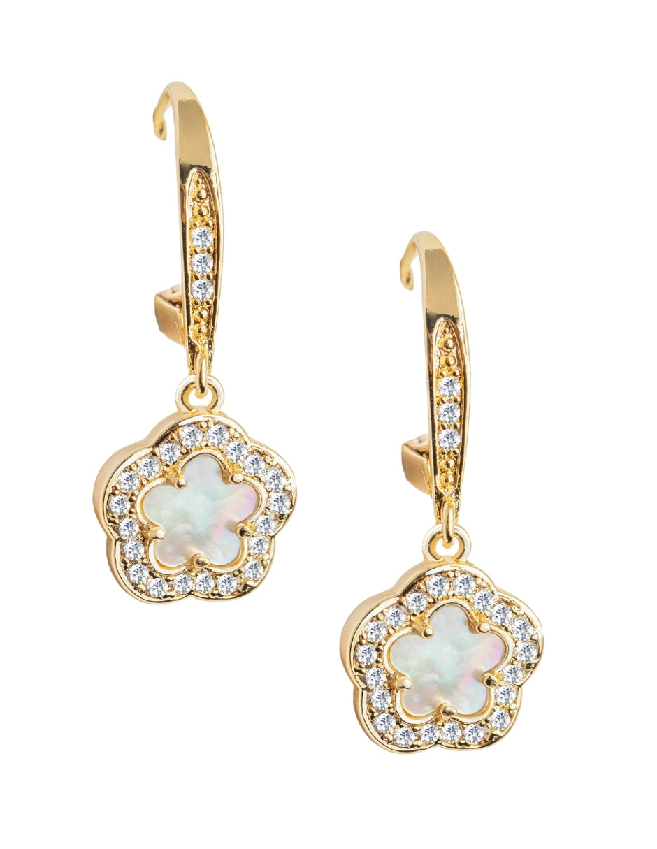 Collar y Aretes de Mujer Chapa de Oro 18K Trébol