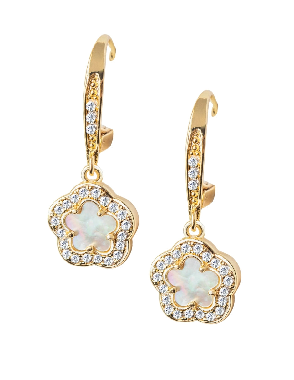 Collar y Aretes de Mujer Chapa de Oro 18K Trébol