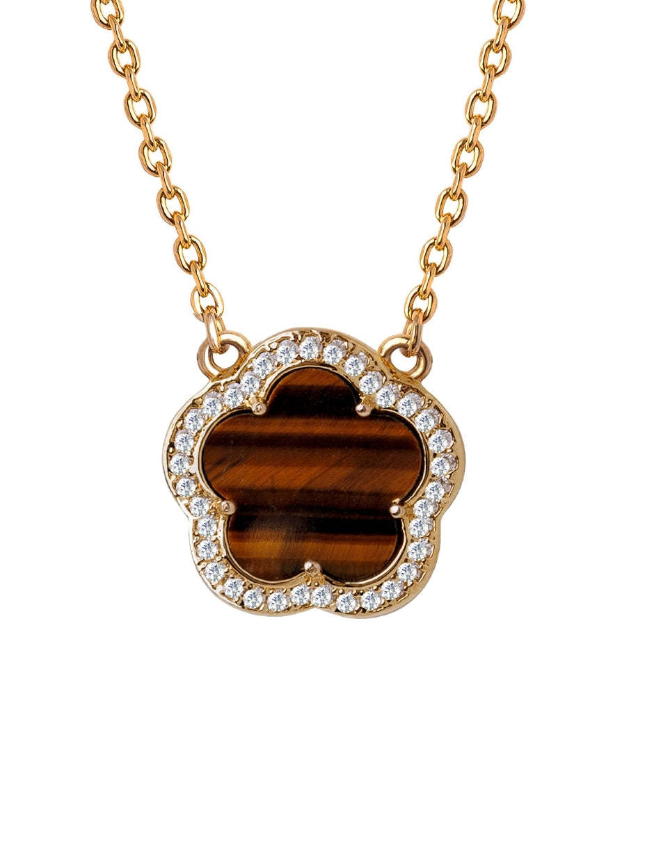 Collar y Aretes de Mujer Chapa de Oro 18K Trébol