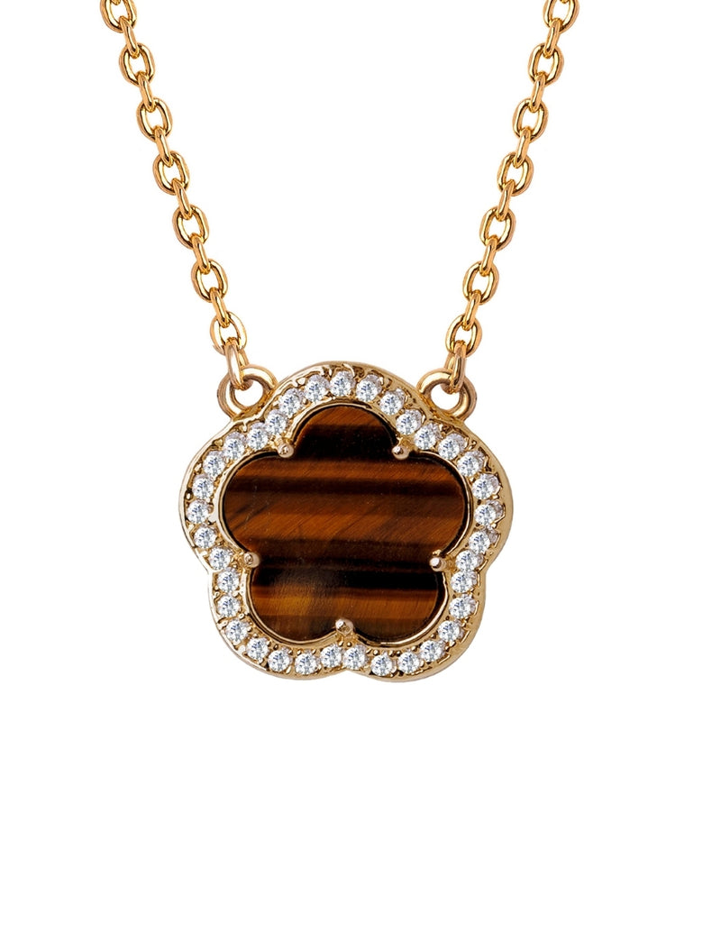 Collar y Aretes de Mujer Chapa de Oro 18K Trébol - detalle