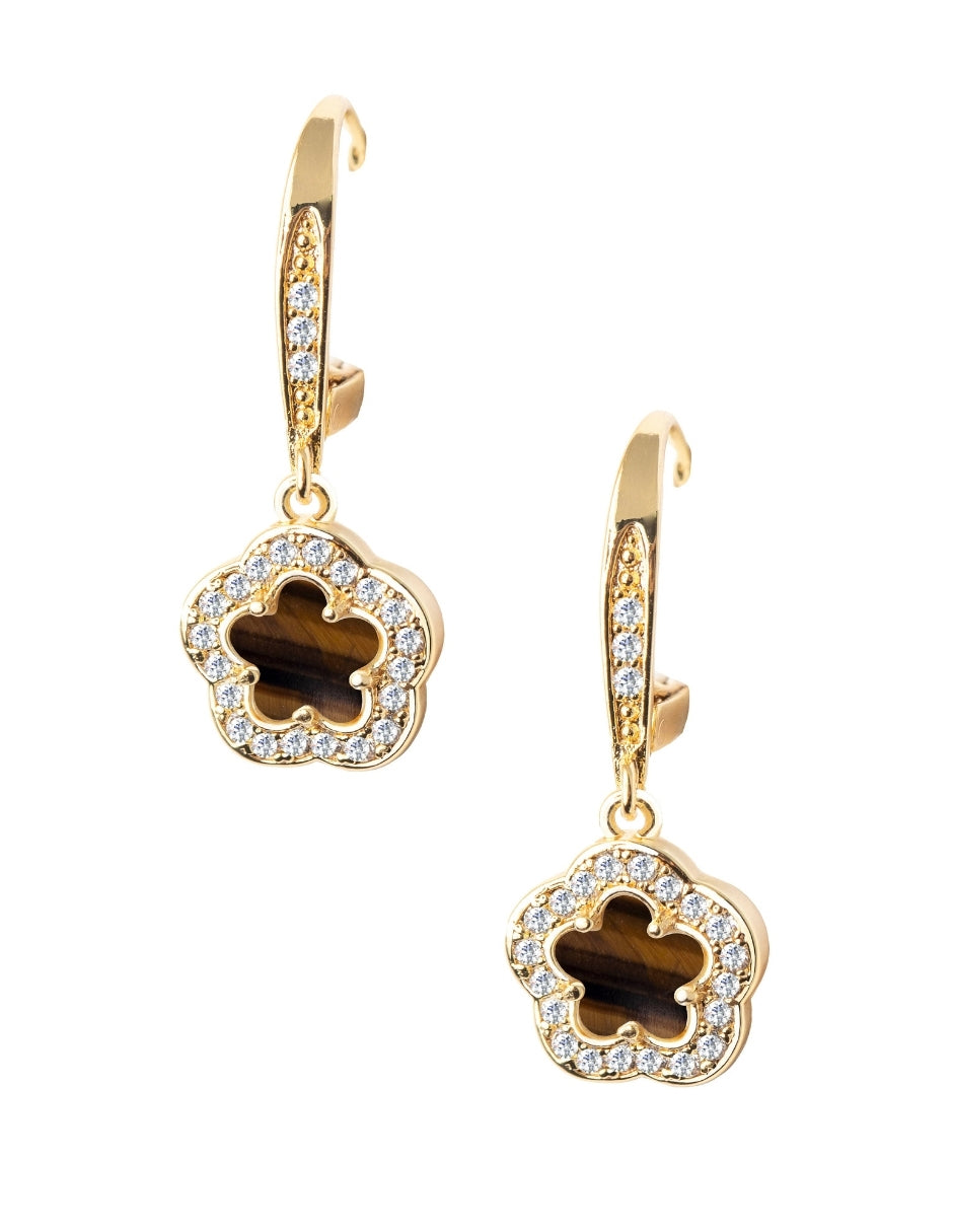 Collar y Aretes de Mujer Chapa de Oro 18K Trébol