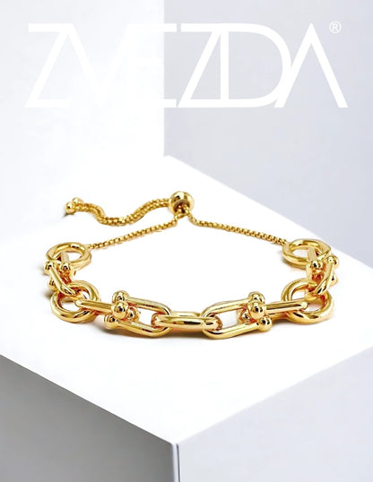 Collar y Pulsera de Mujer Chapa de oro 18K Eslabones