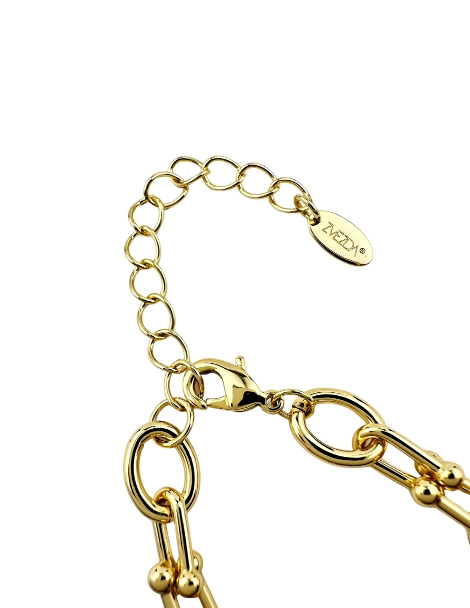 Collar y Pulsera de Mujer Chapa de oro 18K Eslabones