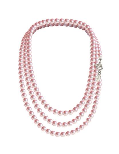 Collar Triple, Aretes y Pulsera de Mujer Perlas de Cristal Swarovski Plata.925