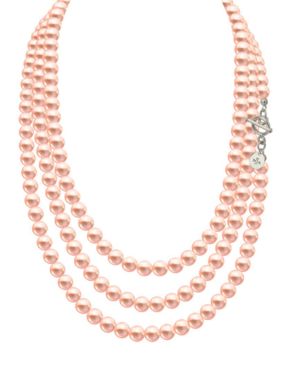 Collar Triple, Aretes y Pulsera de Mujer Perlas de Cristal Swarovski Plata.925