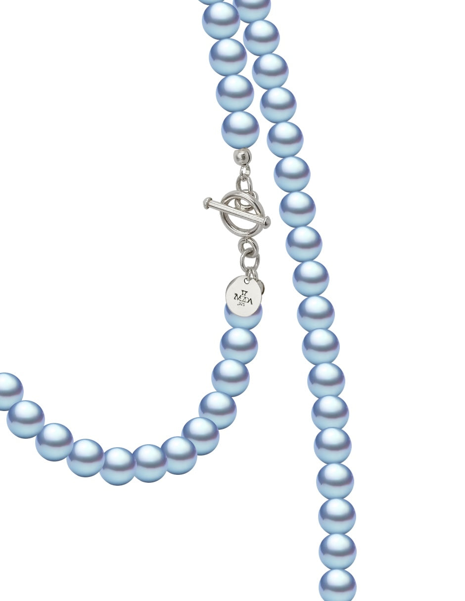 Collar Triple y Aretes de Mujer Perlas de Cristal Plata .925 Zvezda