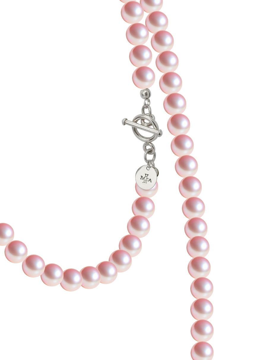 Collar Triple, Aretes y Pulsera de Mujer Perlas de Cristal Plata.925 Zvezda