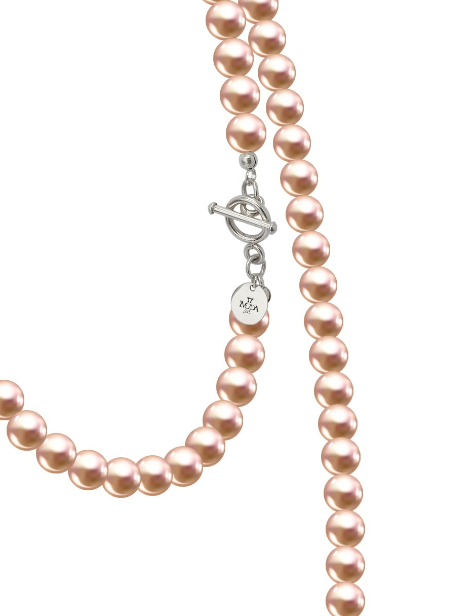 Collar Triple, Aretes y Pulsera de Mujer Perlas de Cristal Swarovski Plata.925