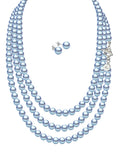 Collar Triple y Aretes de Mujer Perlas de Cristal Plata .925 Zvezda