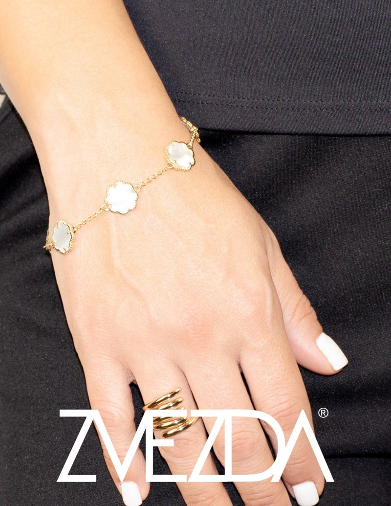 Pulsera De Mujer Chapa De Oro 18k Trébol - detalle