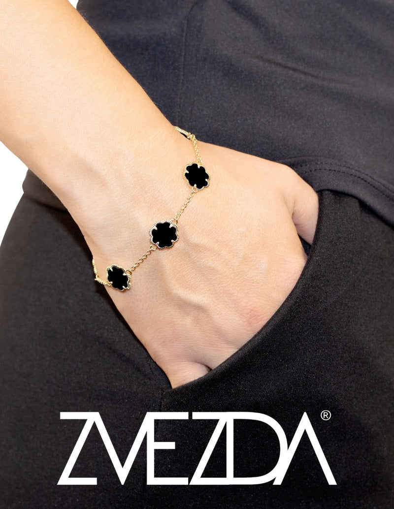 Pulsera De Mujer Chapa De Oro 18k Trébol - detalle