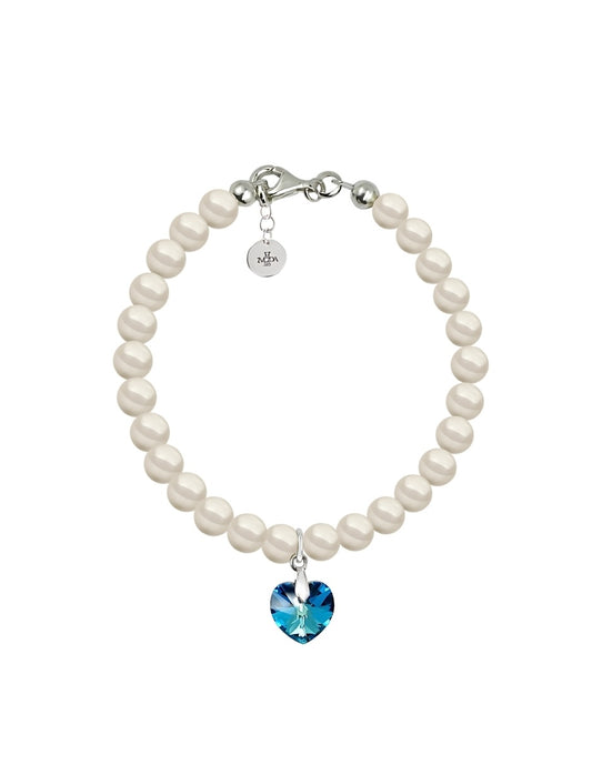 Pulsera de Mujer Perlas y Cristal Swarovski Plata.925