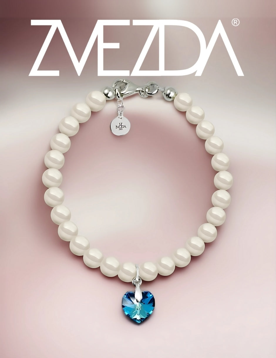 Pulsera de Mujer Perlas y Cristal Swarovski Plata.925