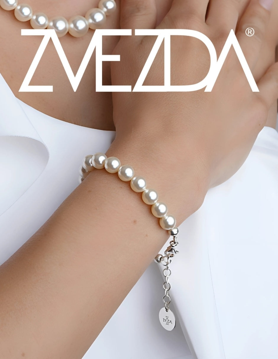 Pulsera de Mujer Perlas de cristal Swarovski Plata.925
