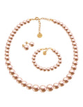 Collar, Aretes y Pulsera de Mujer Perlas de cristal, Chapa Oro 18k Zvezda