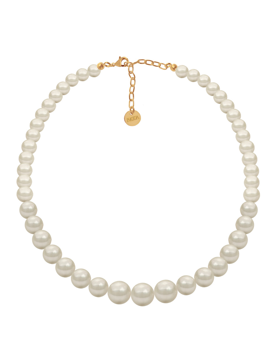Collar, Aretes y Pulsera de Mujer Perlas de cristal, Chapa Oro 18k Zvezda