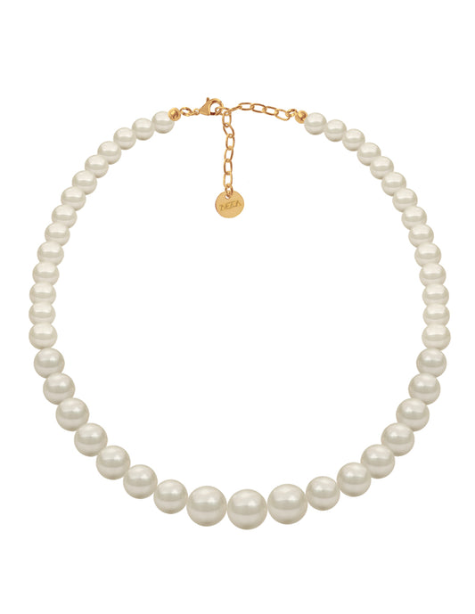 Collar de Mujer Perlas de Cristal Crecientes Chapa de Oro 18k