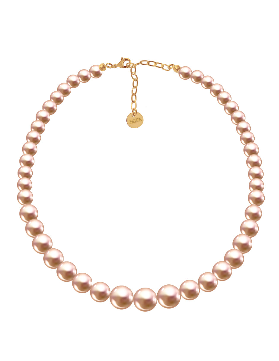 Collar, Aretes y Pulsera de Mujer Perlas de cristal, Chapa Oro 18k Zvezda