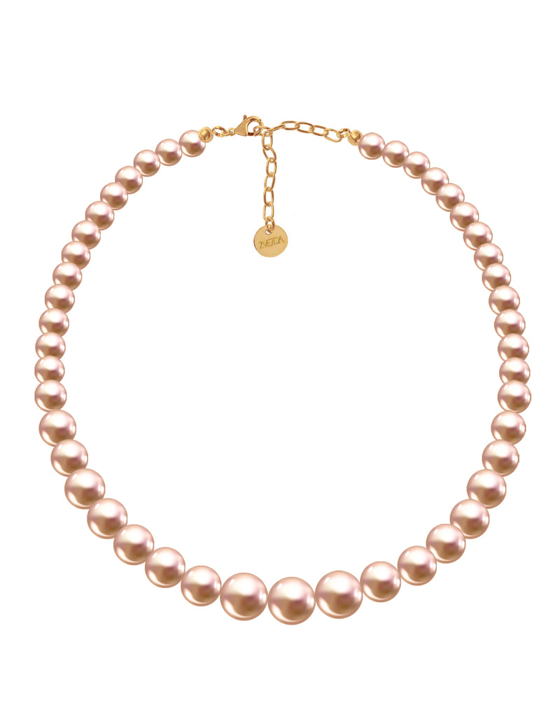Collar y Aretes de Mujer, Perlas de cristal Swarovski, Chapa Oro 18k - puesta