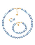 Collar, Aretes y Pulsera de Mujer Perlas de Cristal, Chapa de Oro 18k Zvezda