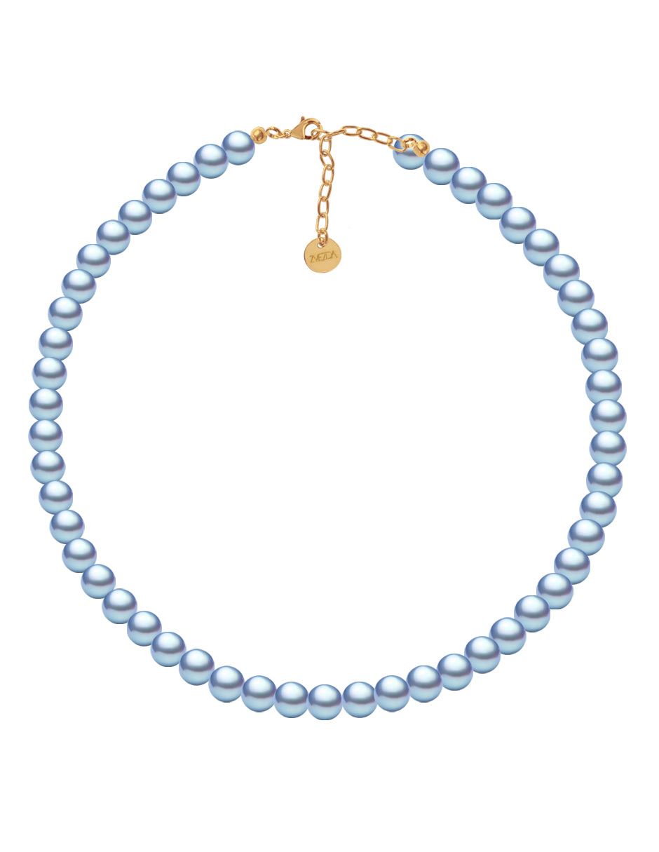 Collar, Aretes y Pulsera de Mujer Perlas de Cristal, Chapa de Oro 18k Zvezda