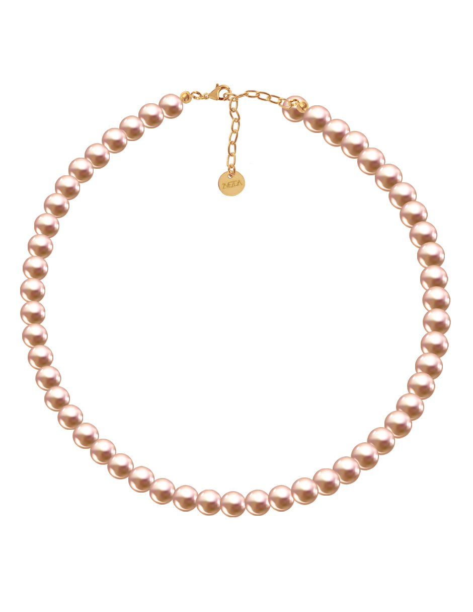 Collar, Aretes y Pulsera de Mujer Perlas de Cristal, Chapa de Oro 18k Zvezda