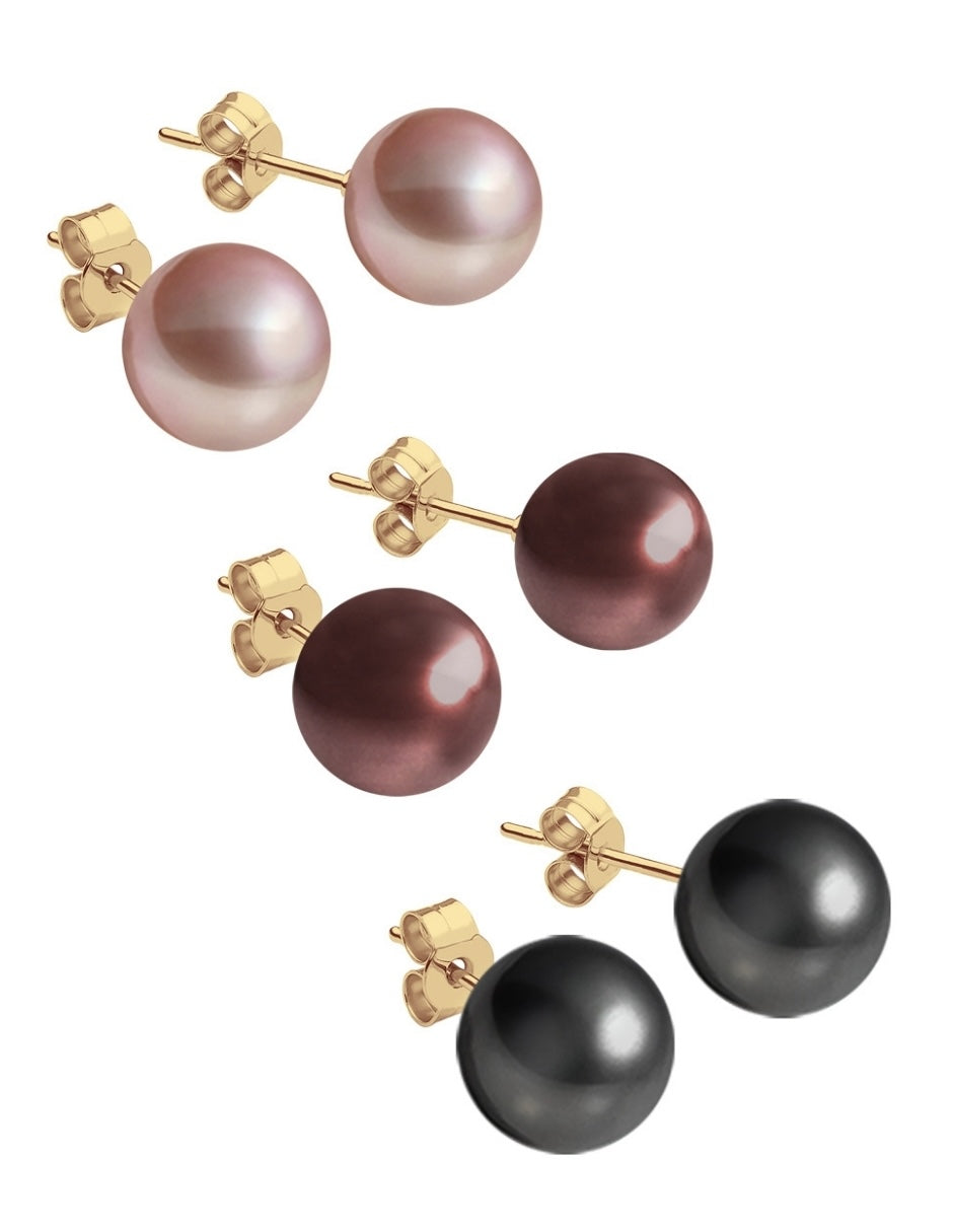 Juego de Broqueles de Perlas de Cristal Swarovski y Chapa de Oro de 18k