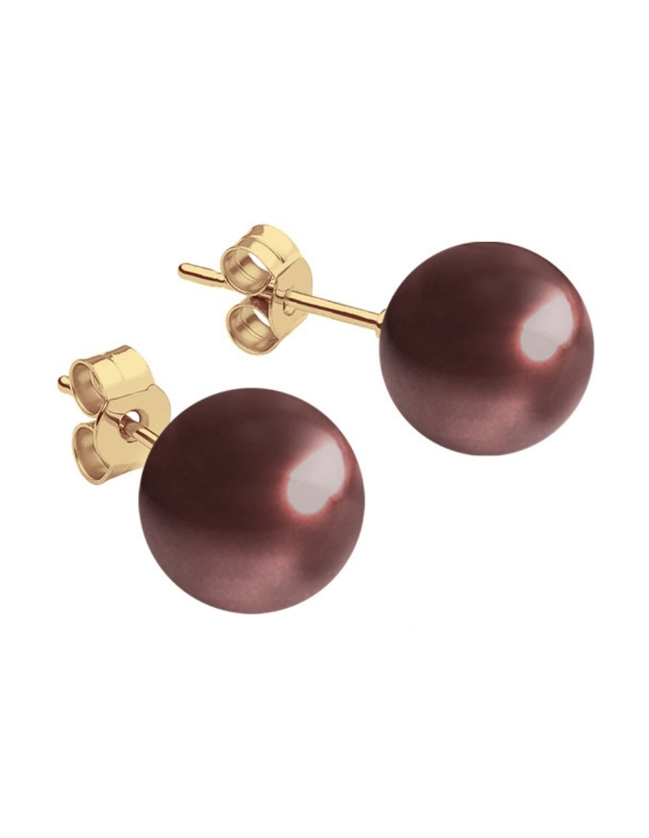 Juego de Broqueles de Perlas de Cristal Swarovski y Chapa de Oro de 18k