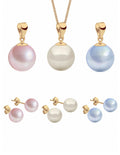 Set Aretes y Dijes de Perlas Swarovski y Chapa de Oro de 18k