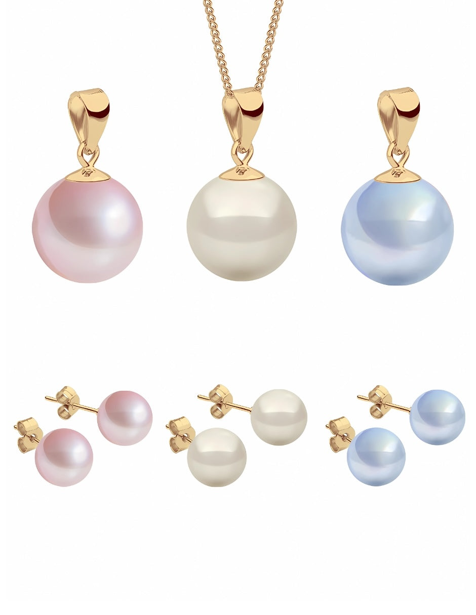 Set Aretes y Dijes de Perlas Swarovski y Chapa de Oro de 18k