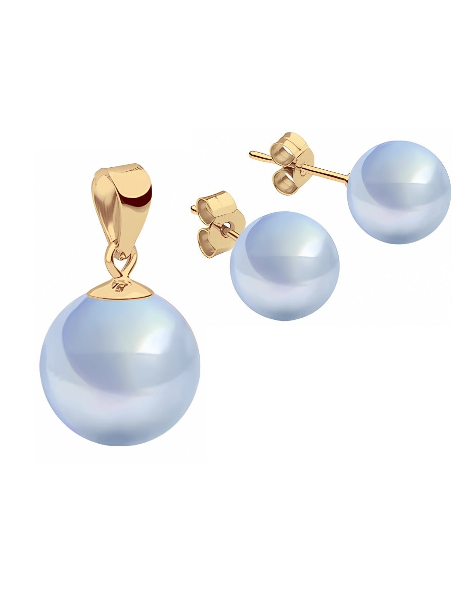 Set Aretes y Dijes de Perlas Swarovski y Chapa de Oro de 18k