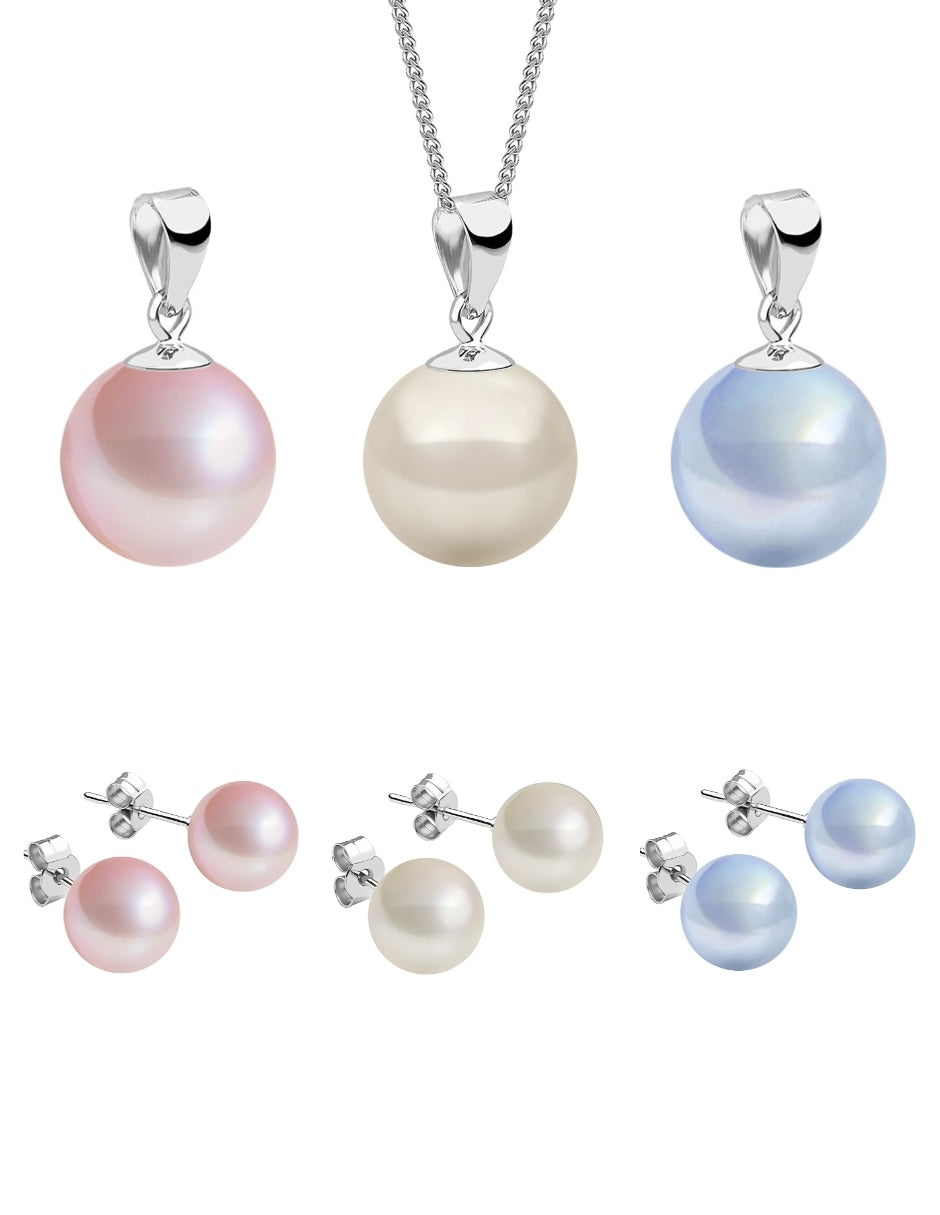 Set Aretes y Dijes de Perlas Swarovski y Plata 925