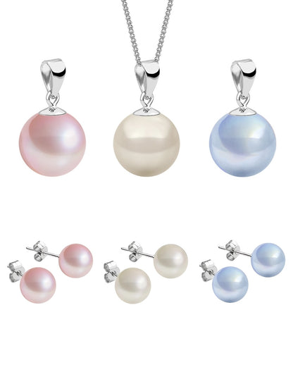 Set Aretes y Dijes de Perlas Swarovski y Plata 925