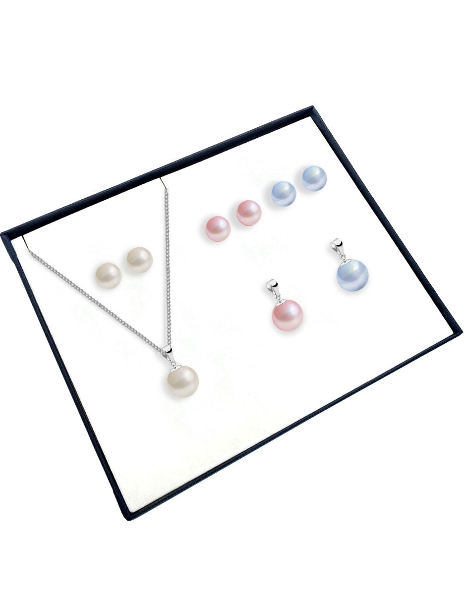 Set Aretes y Dijes de Perlas Swarovski y Plata 925