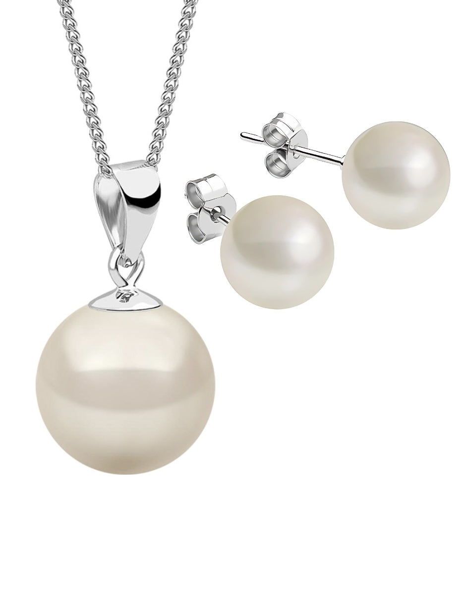 Set Aretes y Dijes de Perlas Swarovski y Plata 925