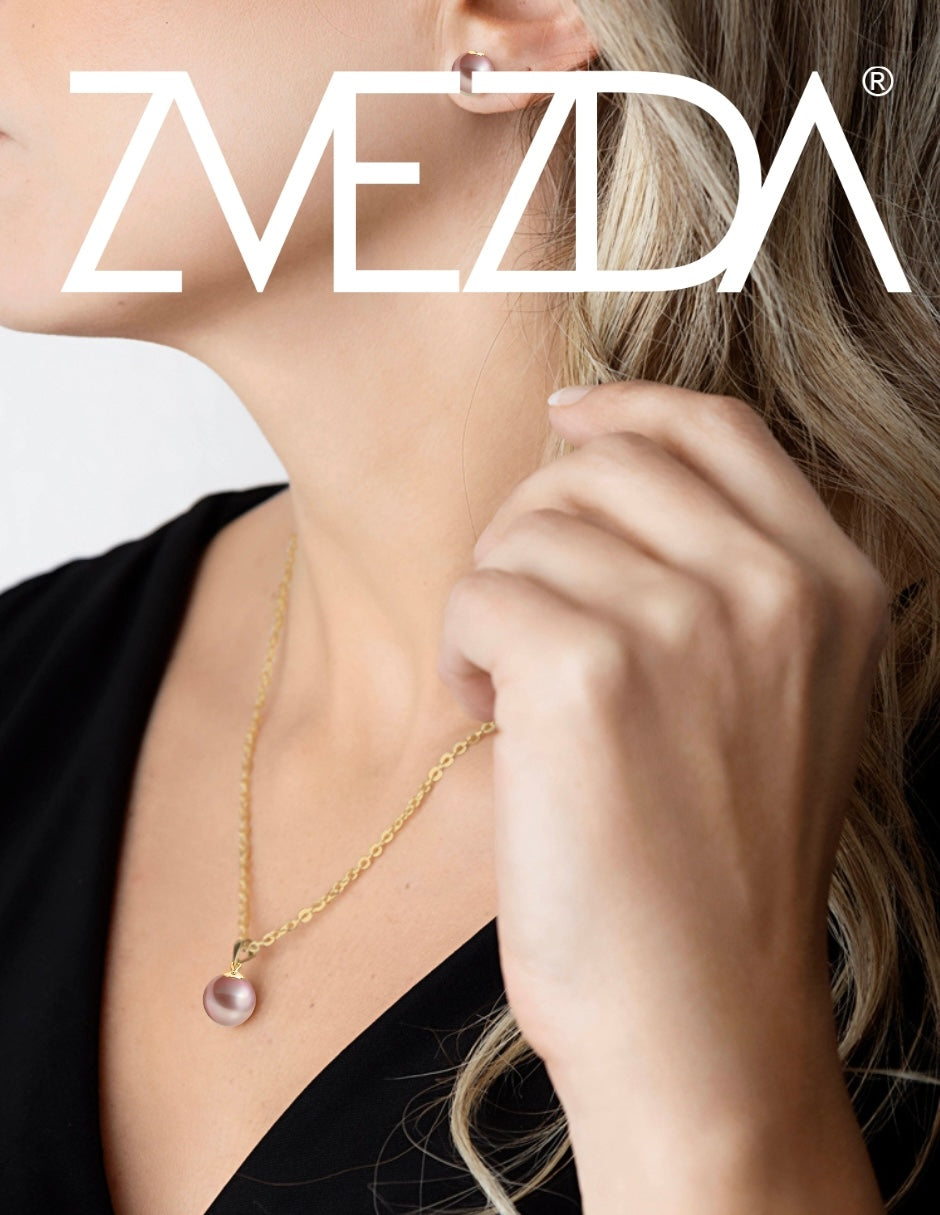 Set Aretes y Dijes de Perlas Swarovski y Chapa de Oro de 18k