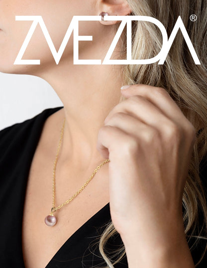 Set Aretes y Dijes de Perlas Swarovski y Chapa de Oro de 18k