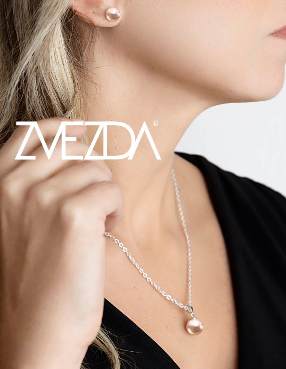 Set Aretes y Dijes de Perlas Swarovski y Plata 925