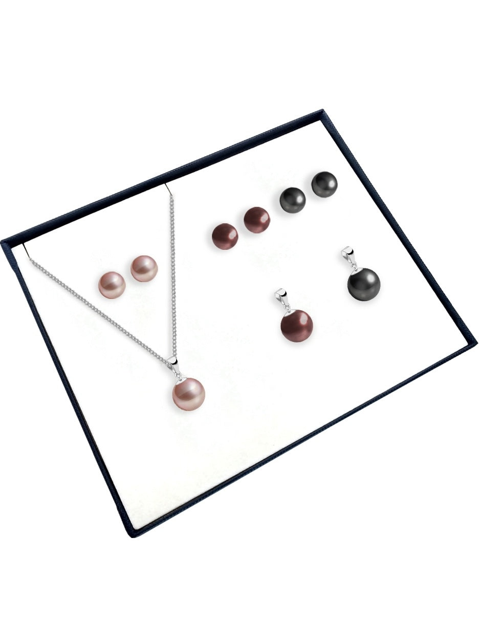 Set Aretes y Dijes de Perlas Swarovski y Plata 925