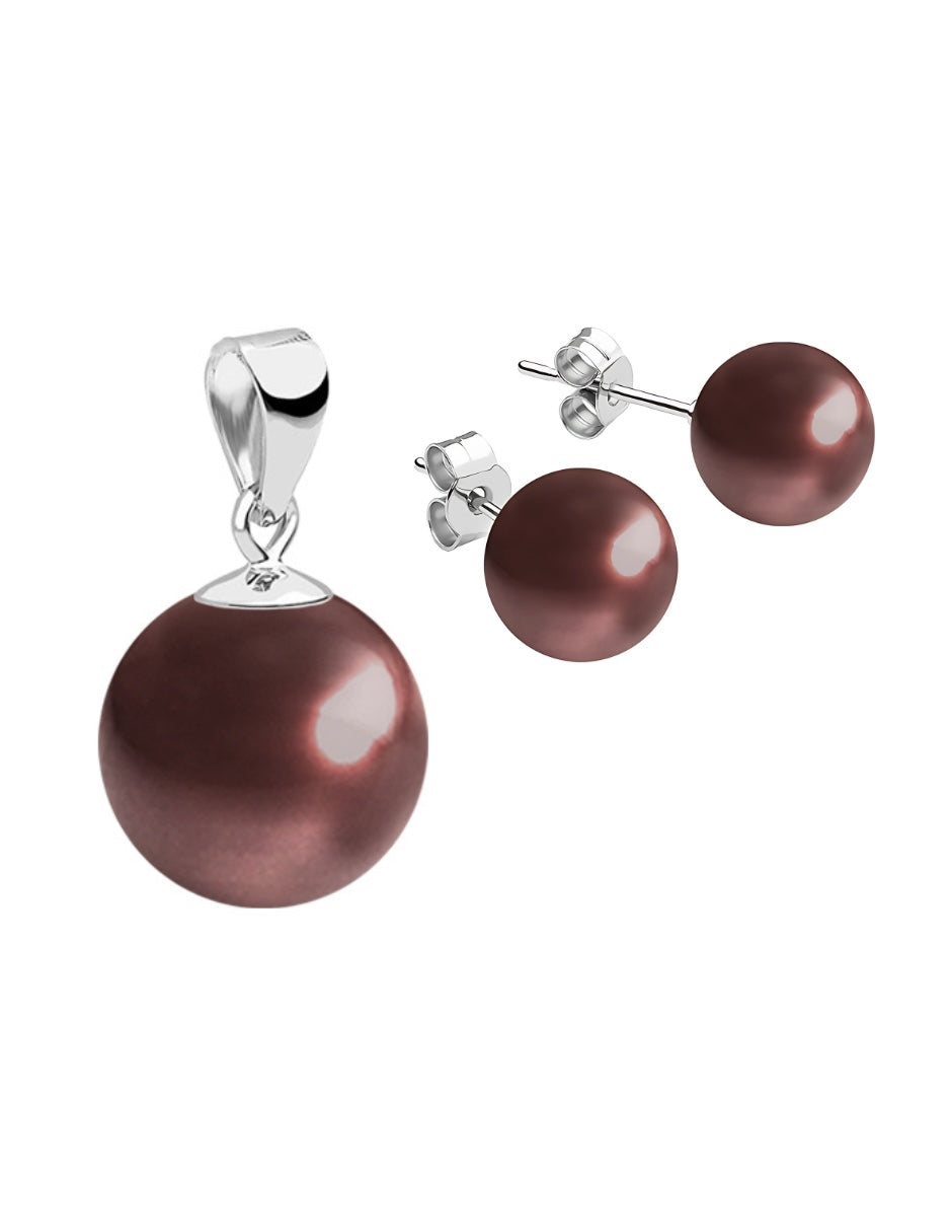 Set Aretes y Dijes de Perlas Swarovski y Plata 925