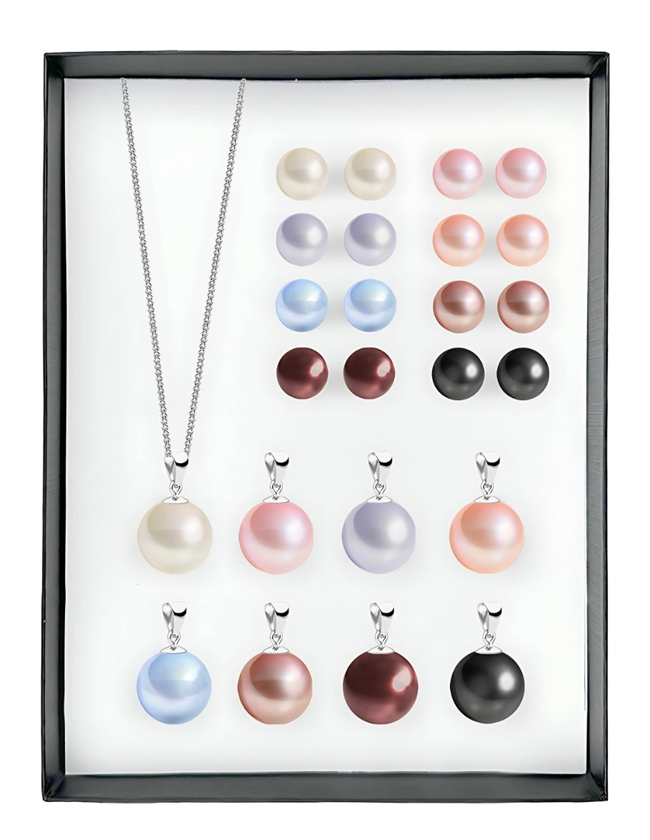 Set Aretes y Dijes de Perlas Swarovski y Plata 925