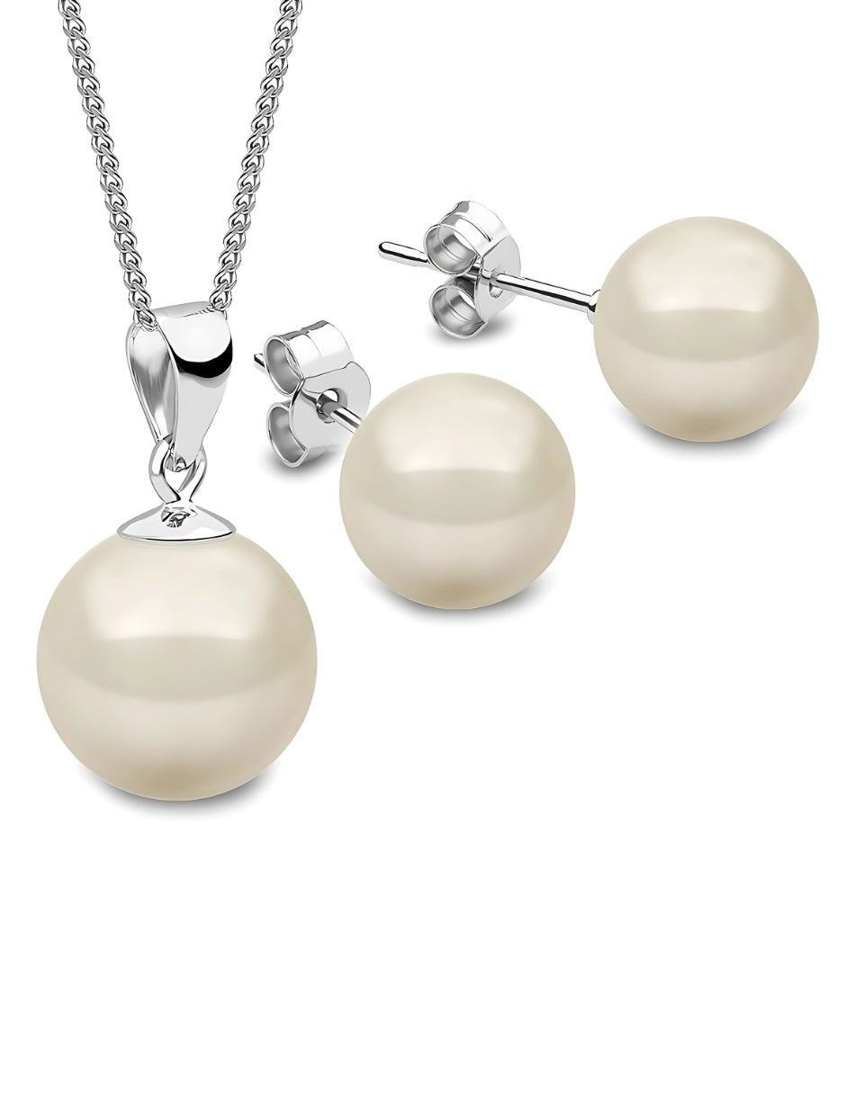 Set Aretes y Dijes de Perlas Swarovski y Plata 925