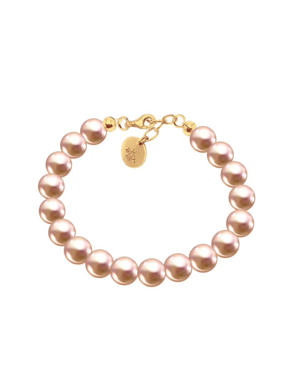 Collar, Aretes y Pulsera de Mujer, Chapa Oro 18k, Perlas de Cristal Zvezda